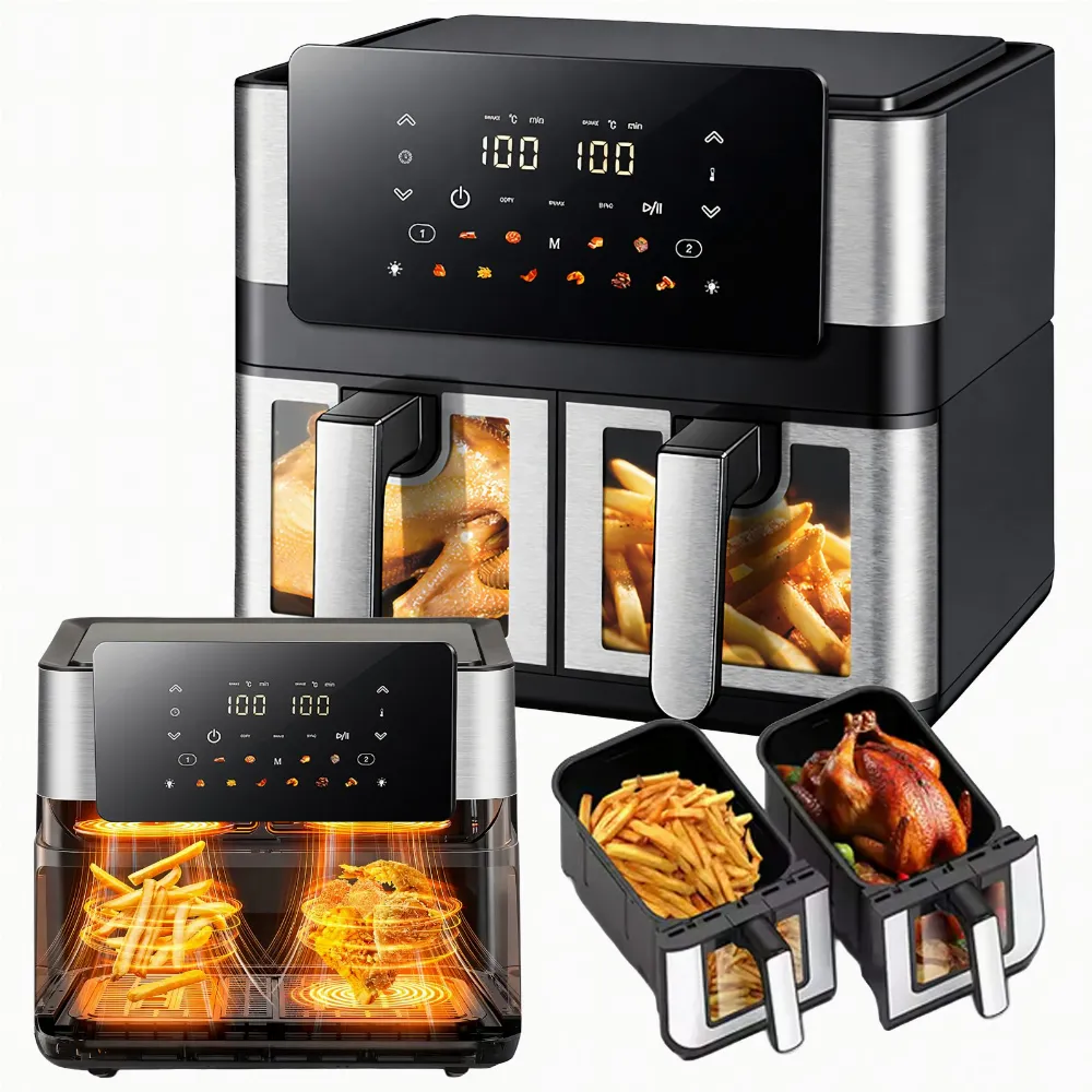 Frytkownica Beztłuszczowa Air Fryer 8L 4+4L Frytownica 2000W 12 Programów 