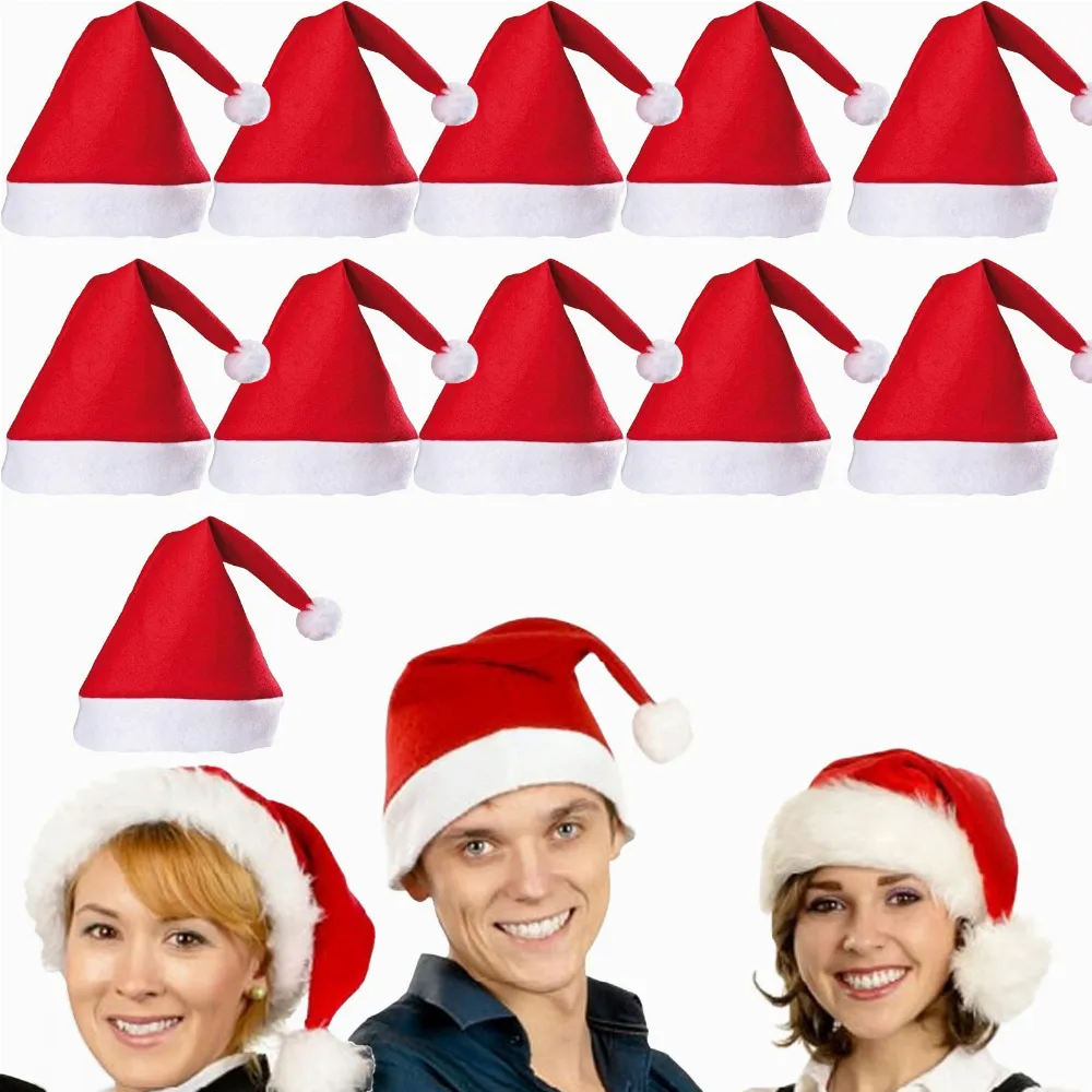 12 x CZAPKA ŚWIĄTECZNA MIKOŁAJA ŚWIĘTEGO MIKOŁAJA Z POMPONEM ŚWIĄTECZNY