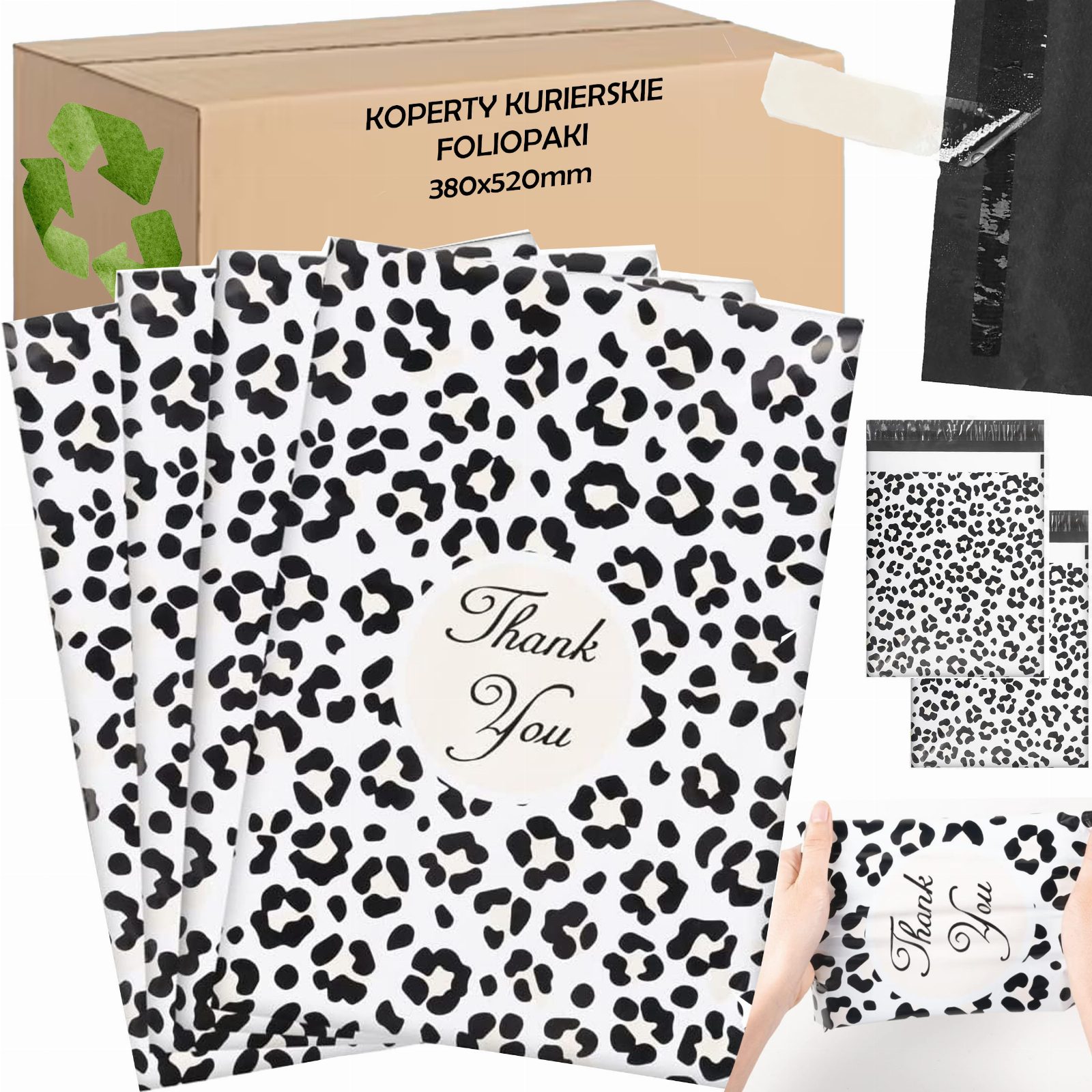 FOLIOPAKI KURIERSKIE MOCNE KOPERTY FOLIOWE 380x520 THANK YOU 50szt
