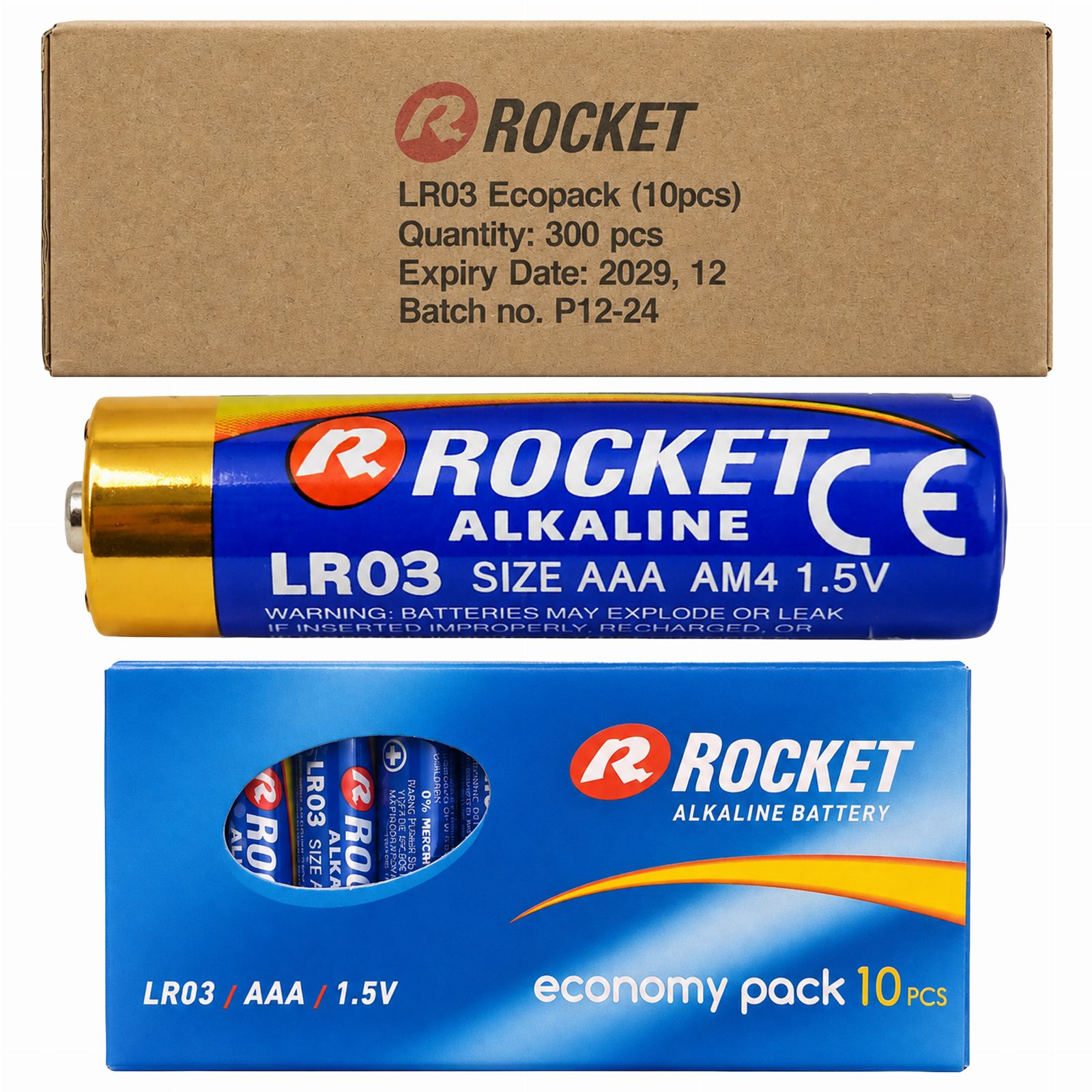 Baterie 30x10 Szt Alkaliczne Rocket LR03 AAA 1,5V LR3 Bateria Zestaw Paluszki