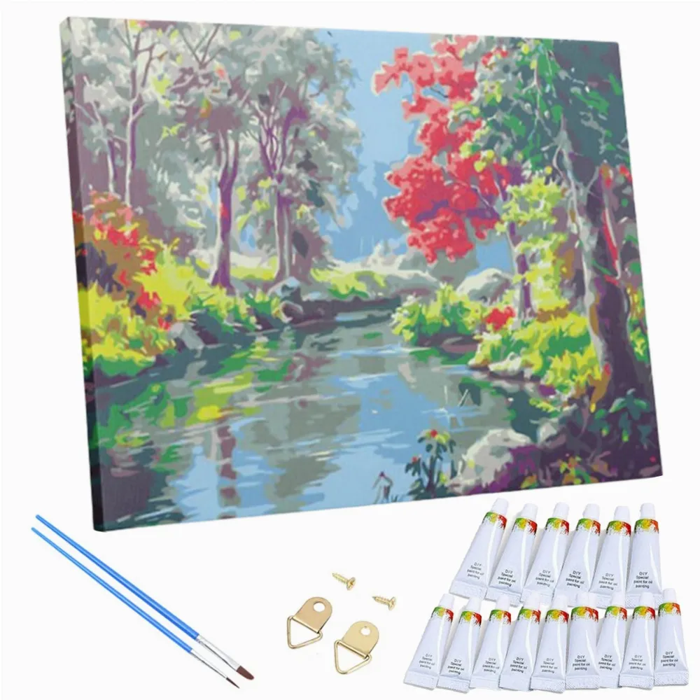 MALOWANIE PO NUMERACH OBRAZ Z RAMĄ  DIY ZESTAW PĘDZLE FARBY PŁÓTNO 30x40