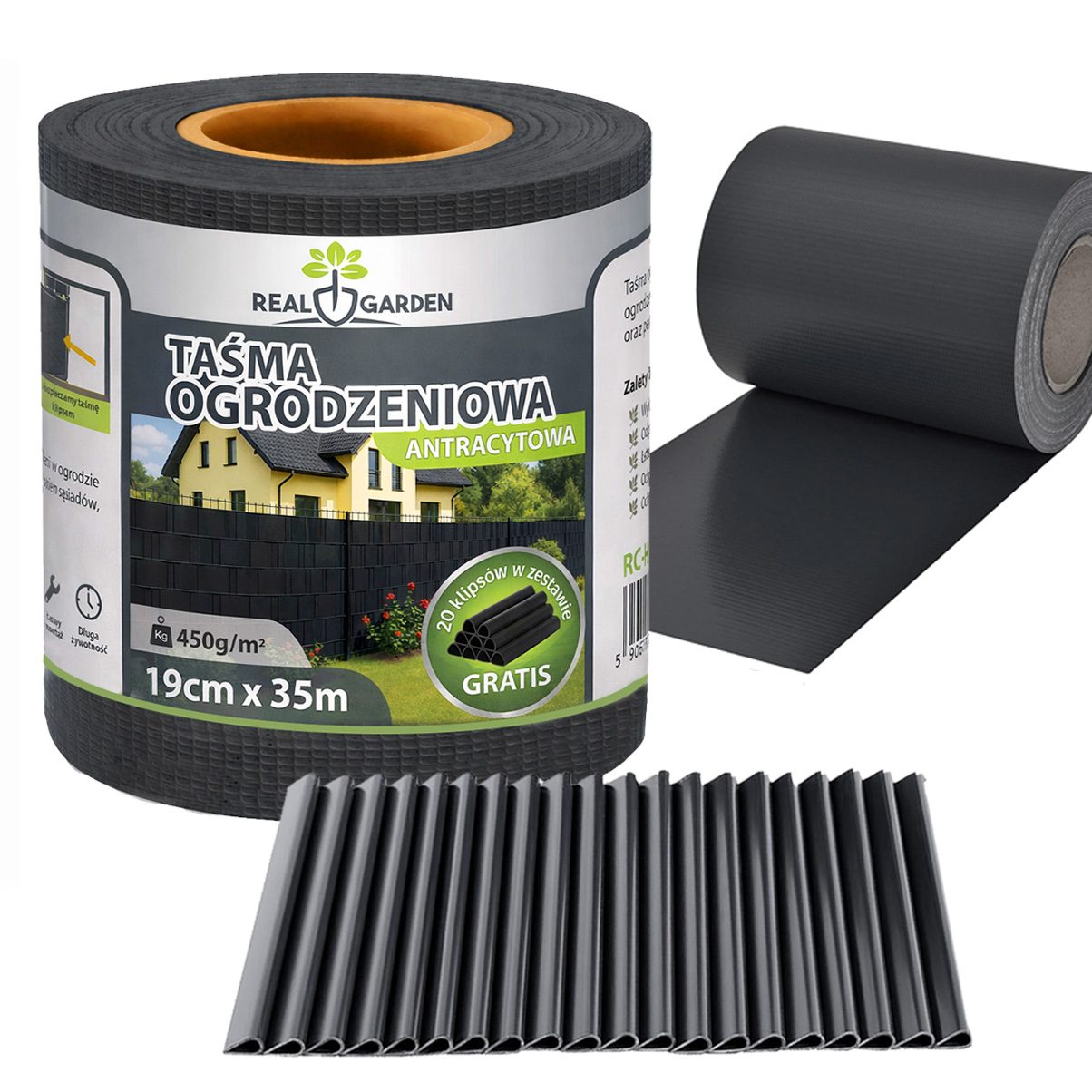 Taśma Ogrodzeniowa Antracyt 19 cm x 35 m Osłona Panelowa na Ogrodzenie Płot UV