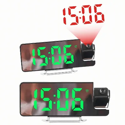 Zegar Elektroniczny Led Budzik Cyfrowy z Projektorem Laserowym Temperatura 