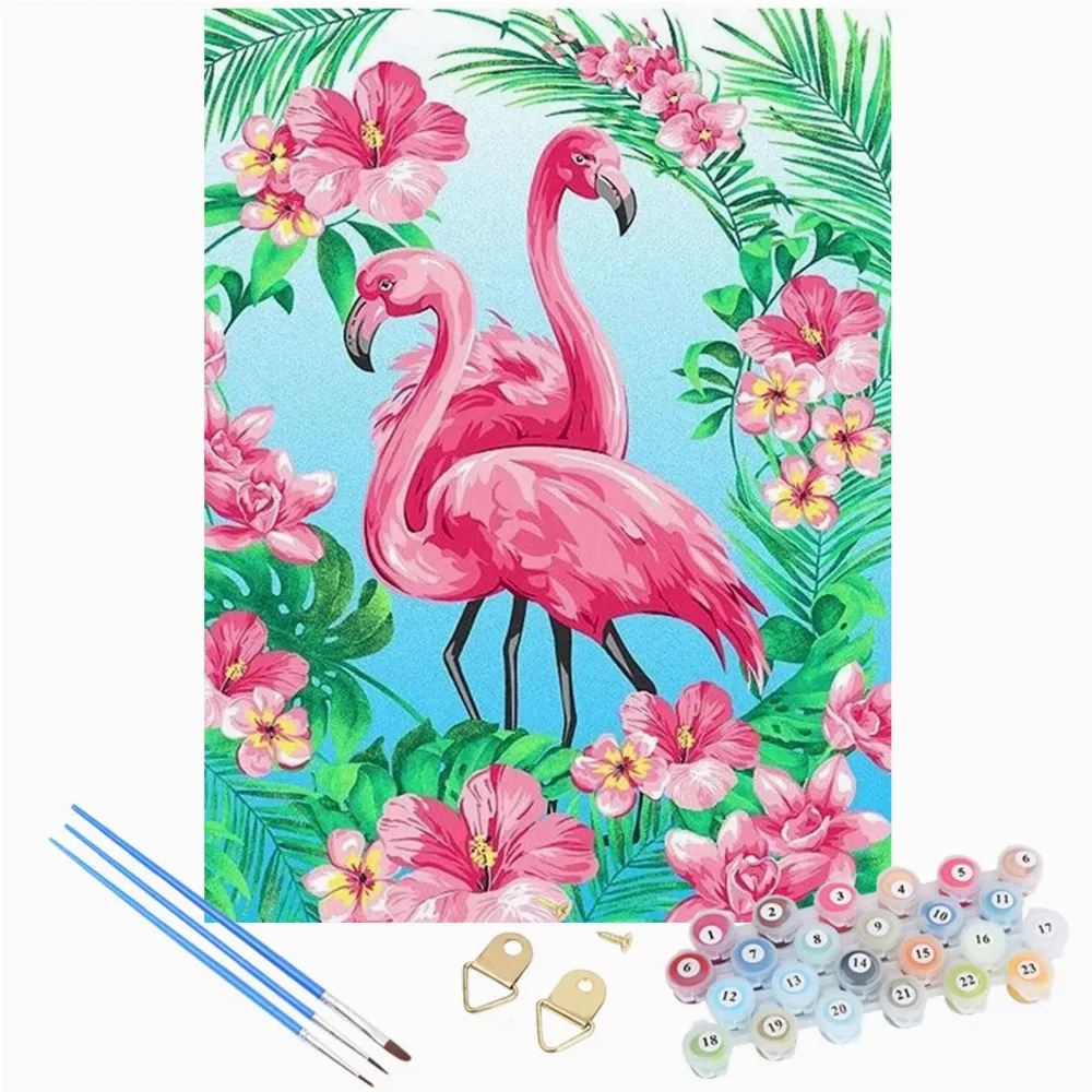 MALOWANIE PO NUMERACH OBRAZ Z RAMĄ  DIY ZESTAW PĘDZLE FARBY PŁÓTNO 40x50