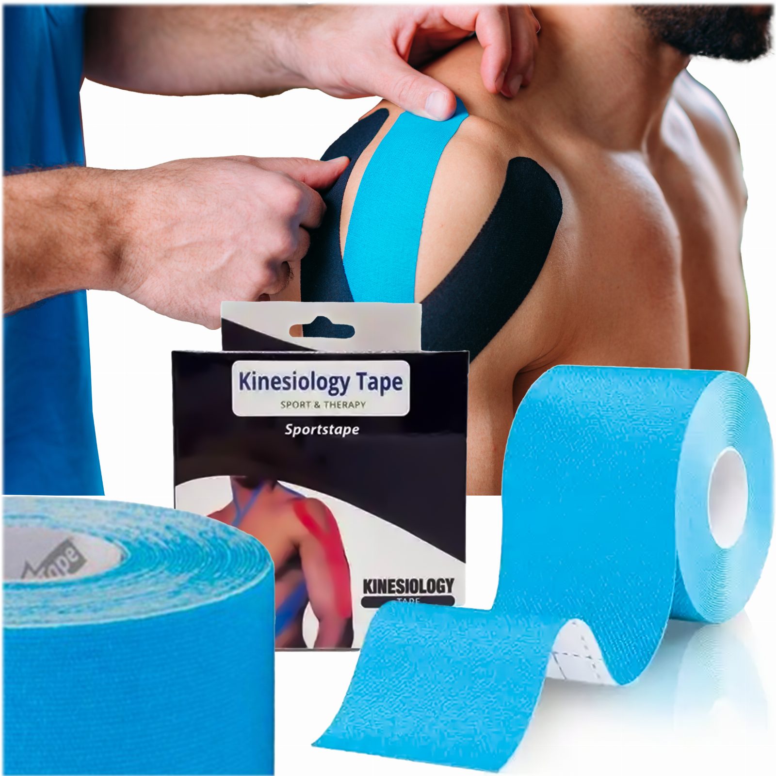 Plastry Tape Tejpy Kinesio Taping Tejp Taśma Kinesio Sport Pro 5Mx5CM