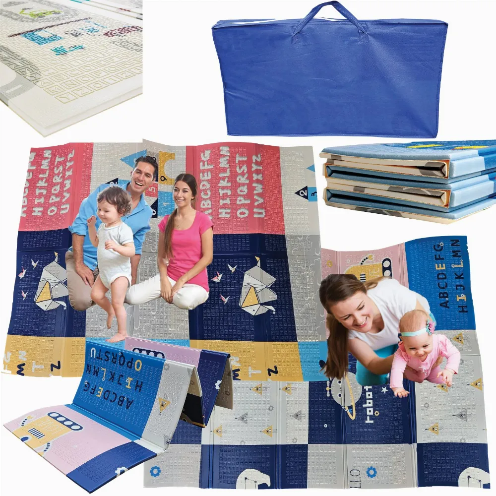 MATA EDUKACYJNA PIANKOWA DWUSTRONNA SKŁADANA DYWAN 200x150 XL + TORBA