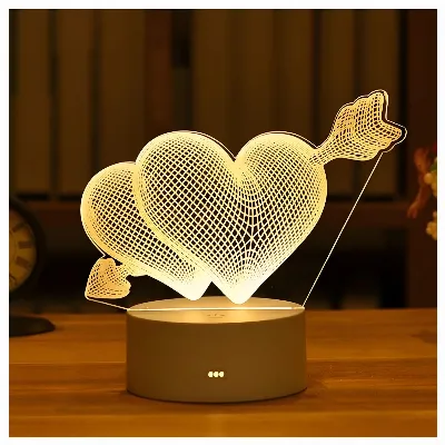Lampka Nocna Love Serca 3D Illusion do Sypialni dla Dzieci Prezent USB