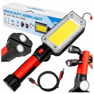 Latarka Lampa Warsztatowa Kanałowa Led z Hakiem Magnesem 700 Lm 20 W Mocna