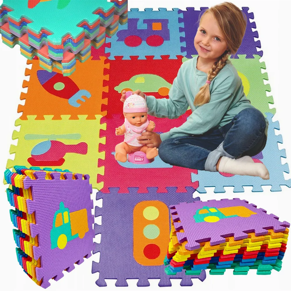 DUŻA MATA PIANKOWA GRUBA DLA DZIECI PUZZLE UKŁADANKA PREZENT 10 ELE. 