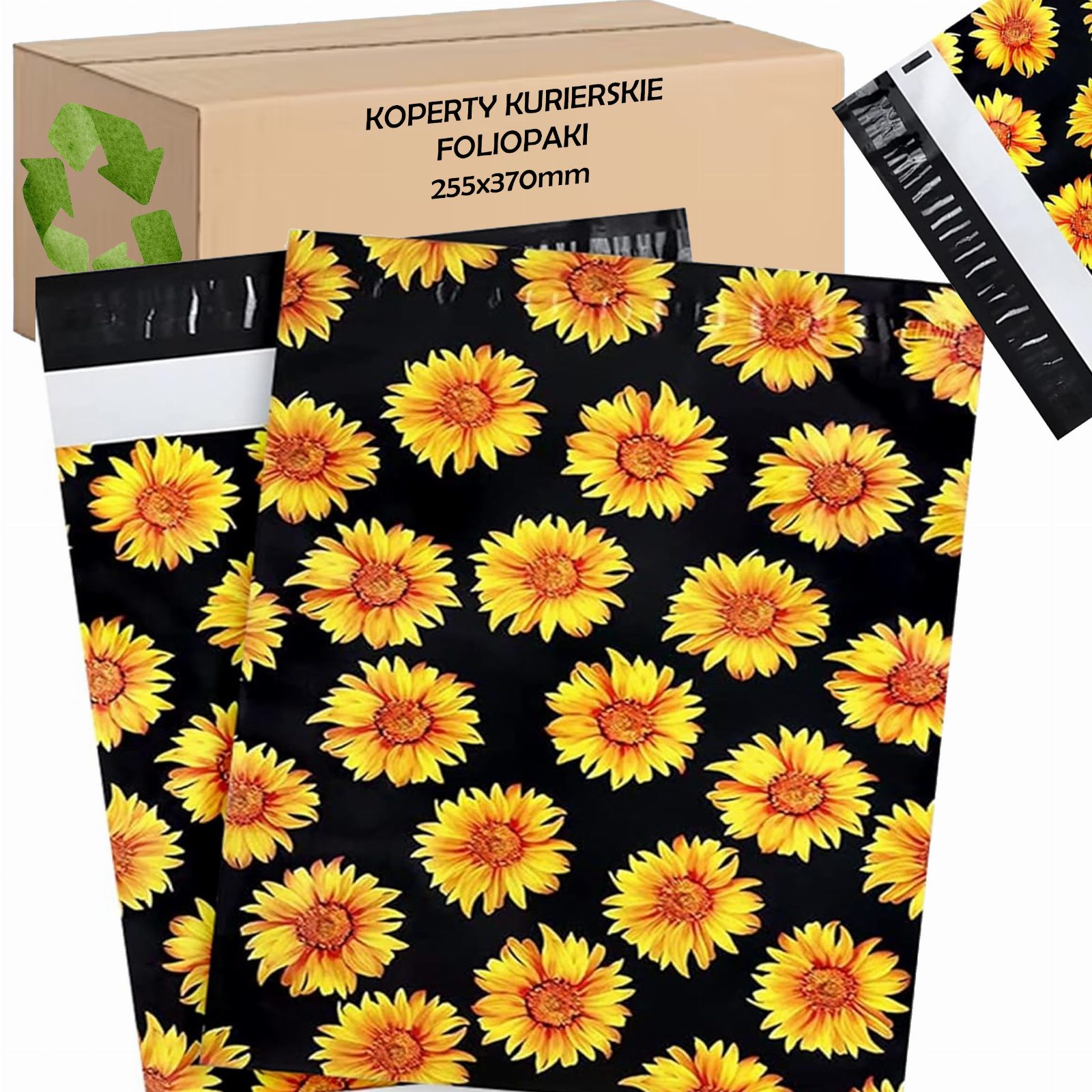 FOLIOPAKI KURIERSKIE MOCNE KOPERTY FOLIOWE 255x370 SŁONECZNIKI 50szt