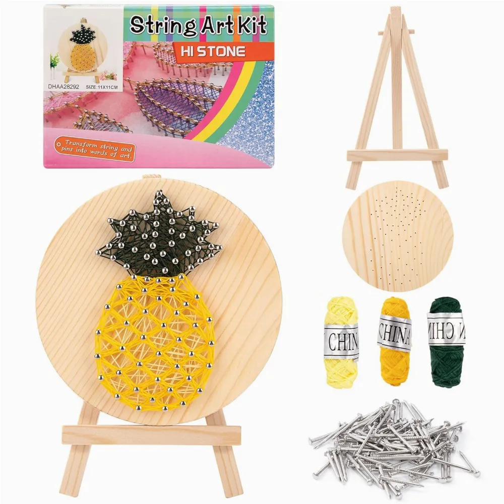 Zestaw Kreatywny Do String Art Dla Dzieci Ze Sztalugą Przeplatanka 11x11 cm