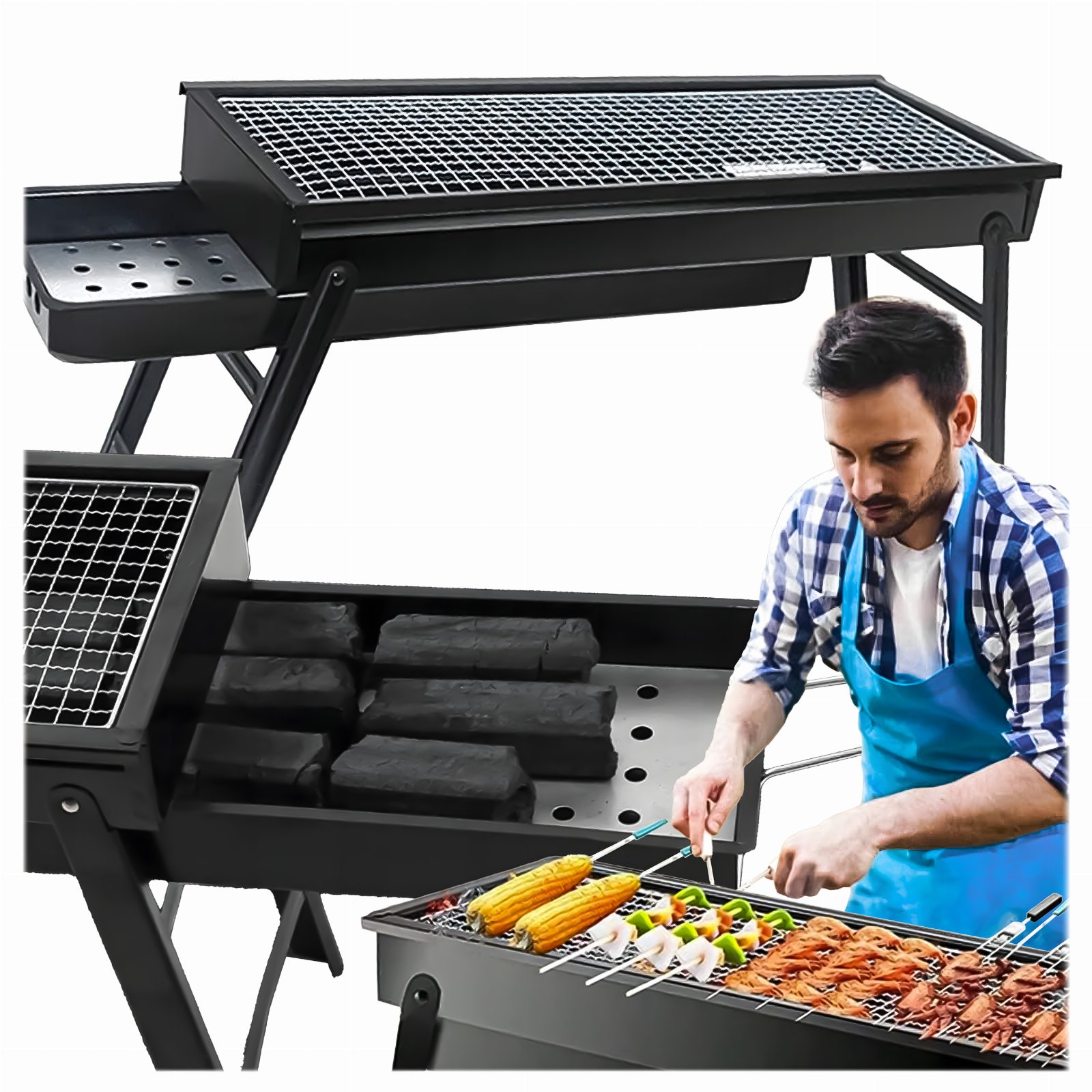 Grill Węglowy Turystyczny Składany Przenośny Ogrodowy Duży Kemping Solidny