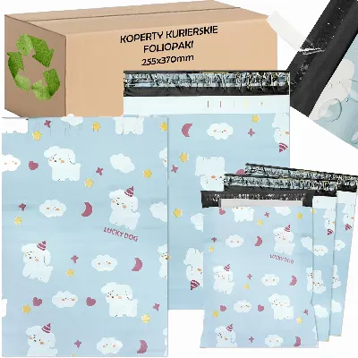 FOLIOPAKI KURIERSKIE MOCNE KOPERTY FOLIOWE 255x370 LUCKY DOG 50szt
