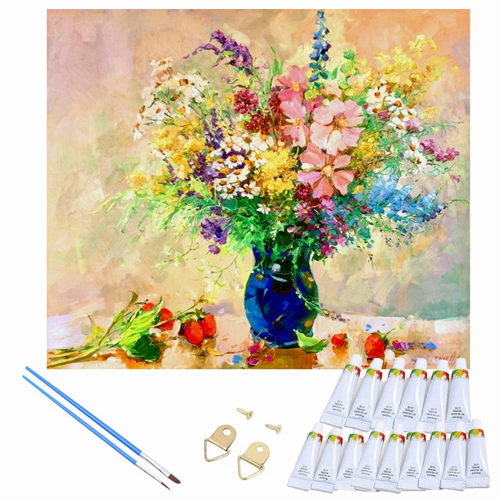MALOWANIE PO NUMERACH OBRAZ Z RAMĄ  DIY ZESTAW PĘDZLE FARBY PŁÓTNO 40x50