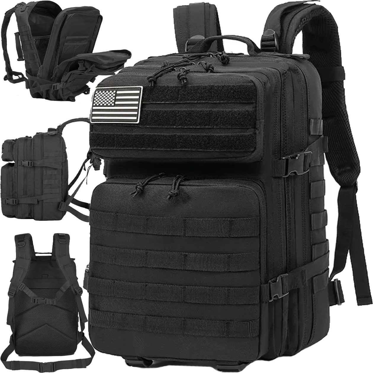 PLECAK SZKOLNY TAKTYCZNY PODRÓŻNY TURYSTYCZNY MILITARNY SURVIVAL DUŻY 45L 