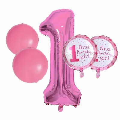 Balony na 1 Urodziny Roczek Dziewczynka Zestaw 5 szt Gwiazdki Balon 