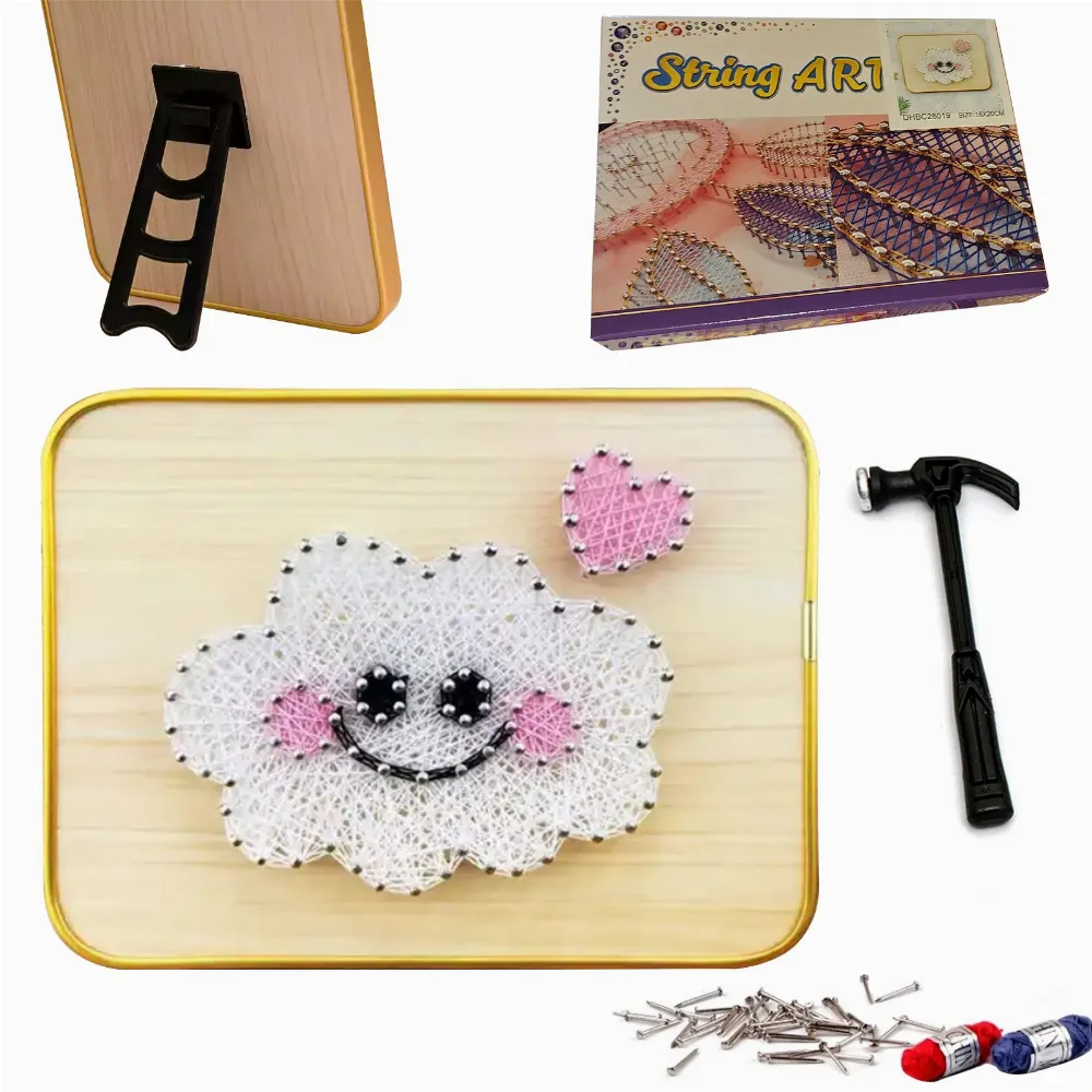Zestaw Kreatywny Do String Art Dla Dzieci Przeplatanka Obraz Nici 15x20 cm