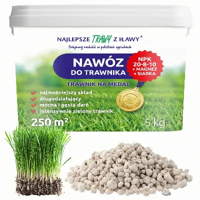 Nawóz do Trawnika Trawy Wieloskładnikowy NPK 20-8-10 Granulat 5 kg 250 m 