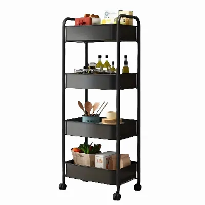 Półka Łazienkowa Kuchenna Szafka Stolik na Kółkach Regał 4 Poziomy Mobilna