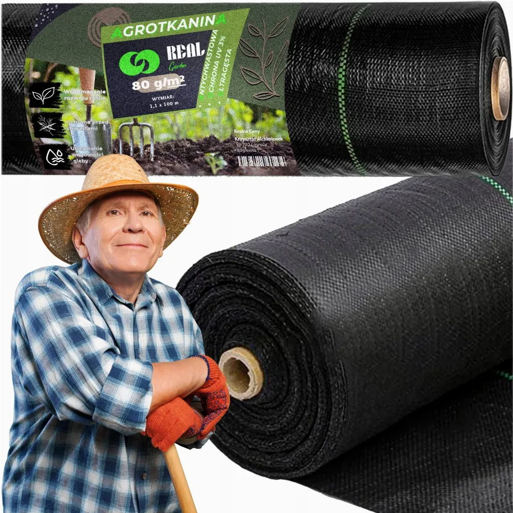 AGROWŁÓKNINA 80G 1,1x100m CZARNA UV AGROTKANINA MATA ANTYCHWASTOWA 