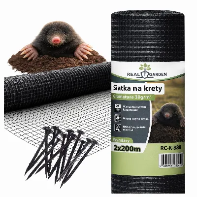Siatka na Krety Przeciw Kretom Mocna 2x200m 30g Gęsta Wytrzymała + 100 Kotw