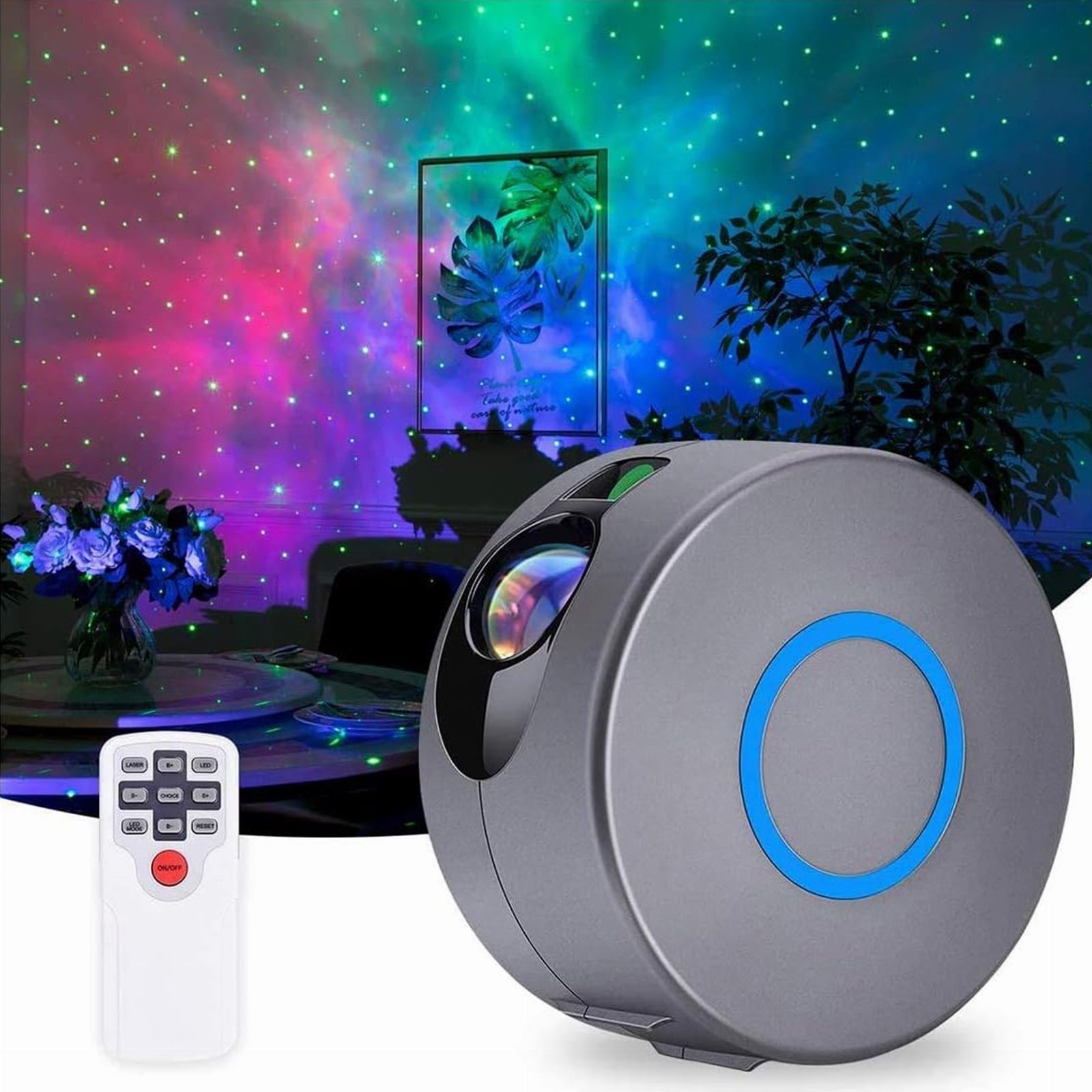 PROJEKTOR GWIAZD NIEBA PREZENT GALAXY STAR LED LAMPA NOCNA 3D 