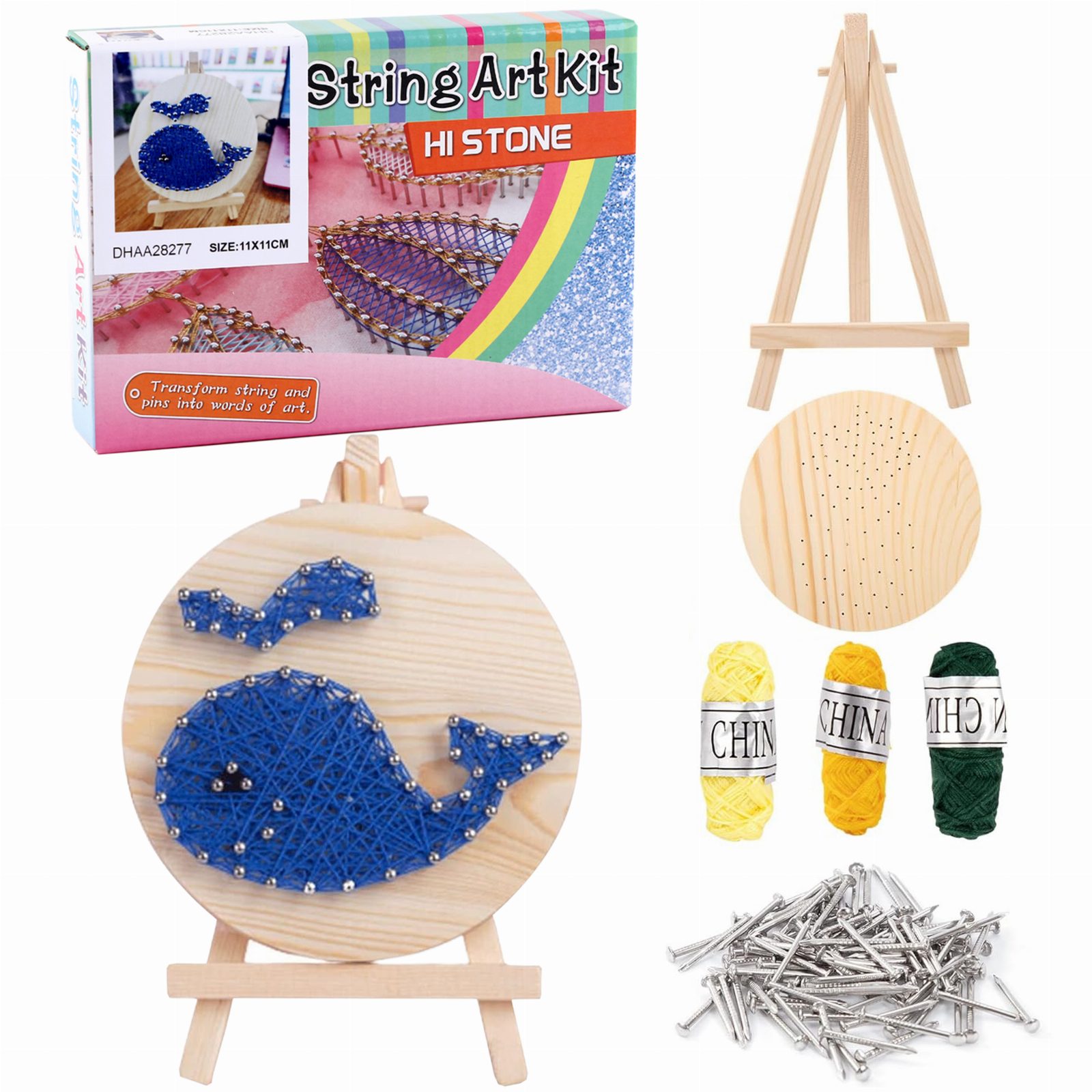 Zestaw Kreatywny Do String Art Dla Dzieci Ze Sztalugą Przeplatanka 11x11 cm