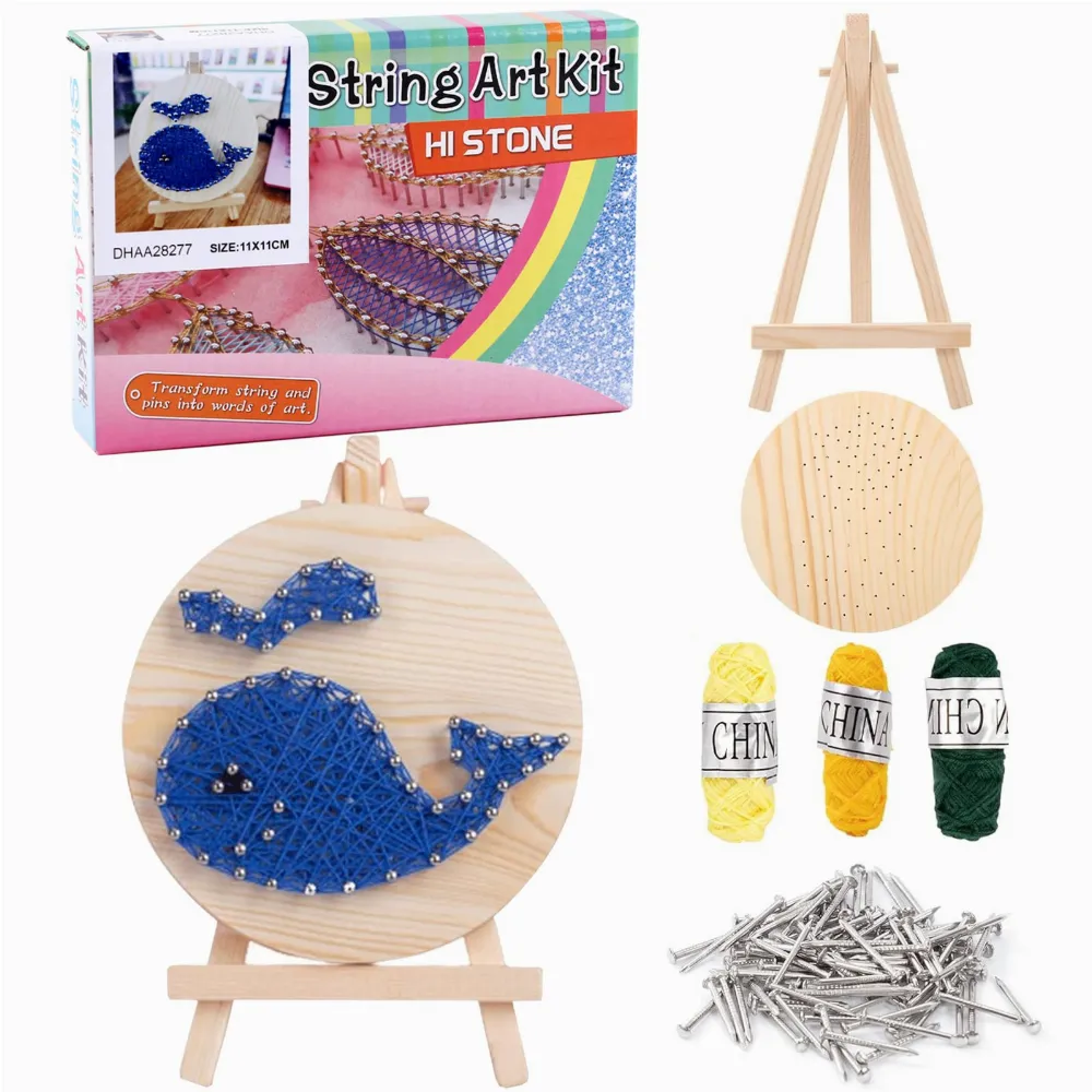 Zestaw Kreatywny Do String Art Dla Dzieci Ze Sztalugą Przeplatanka 11x11 cm