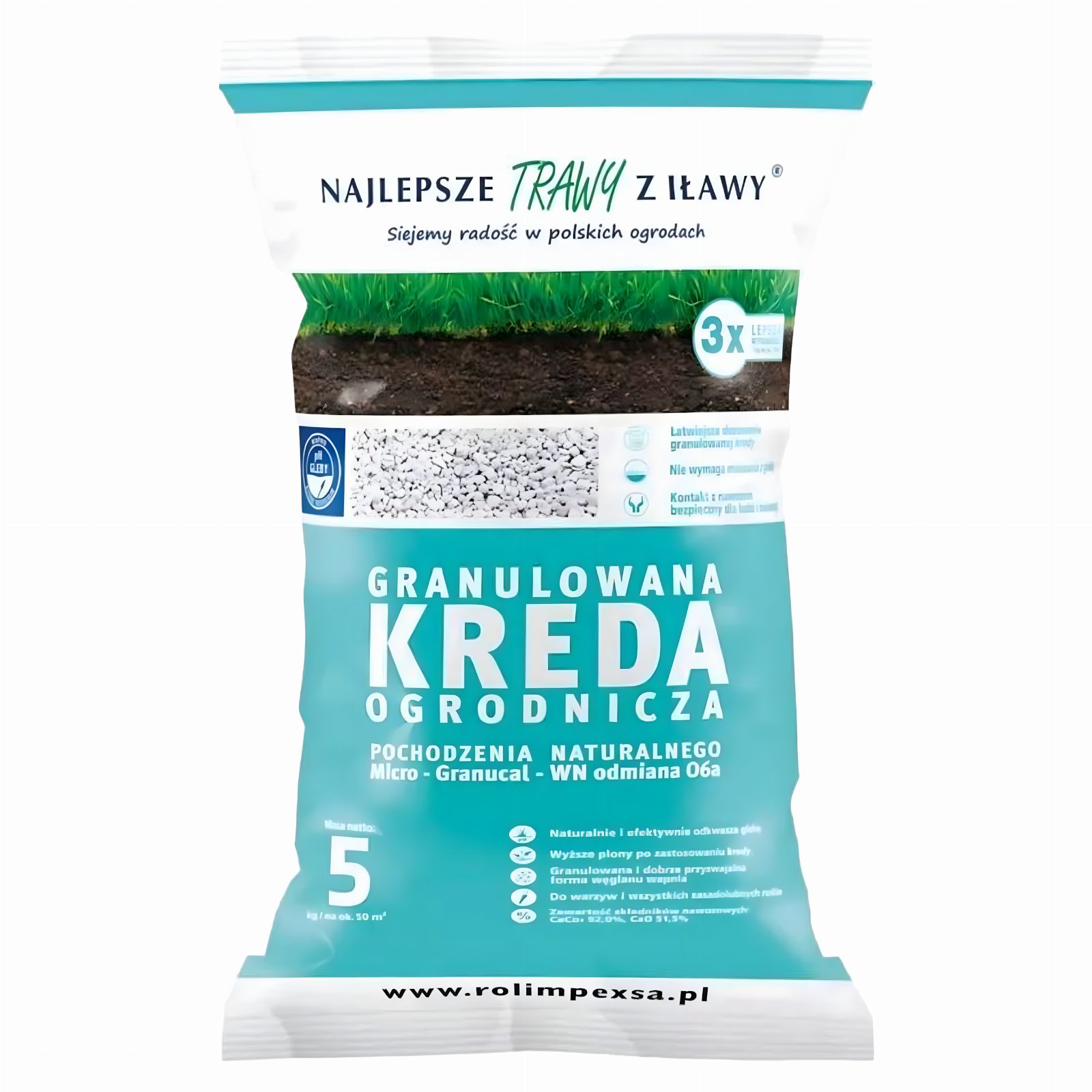 Premium Granulowana Kreda Ogrodniczna do Odkwaszania Gleby 5kg do Roślin