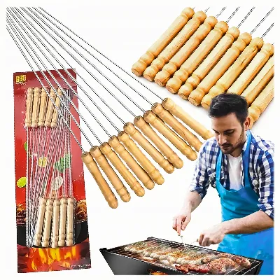 Szpikulce Patyki do Szaszłyków Szpikulec do Grilla Metalowe 10 szt 30 cm