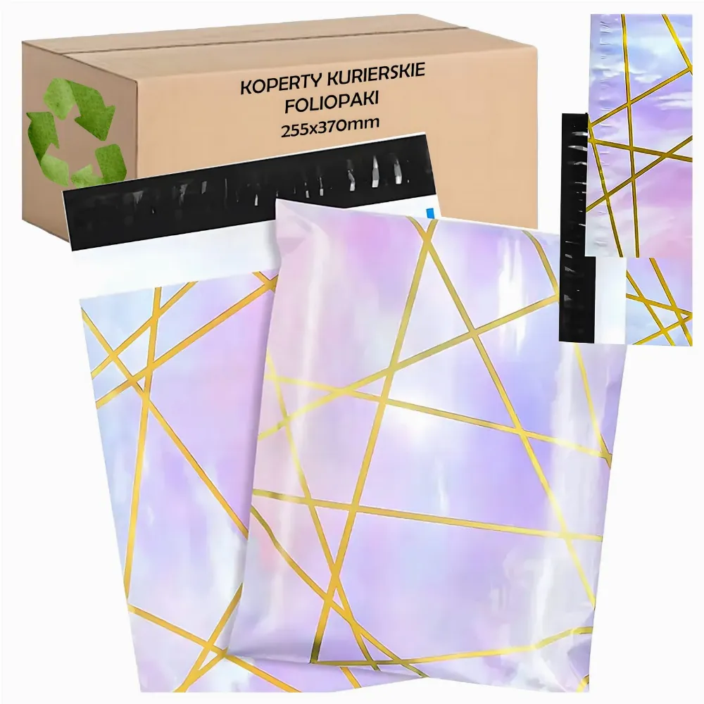 FOLIOPAKI KURIERSKIE MOCNE KOPERTA 255X370 FIOLETOWO ZŁOTE 50SZT.