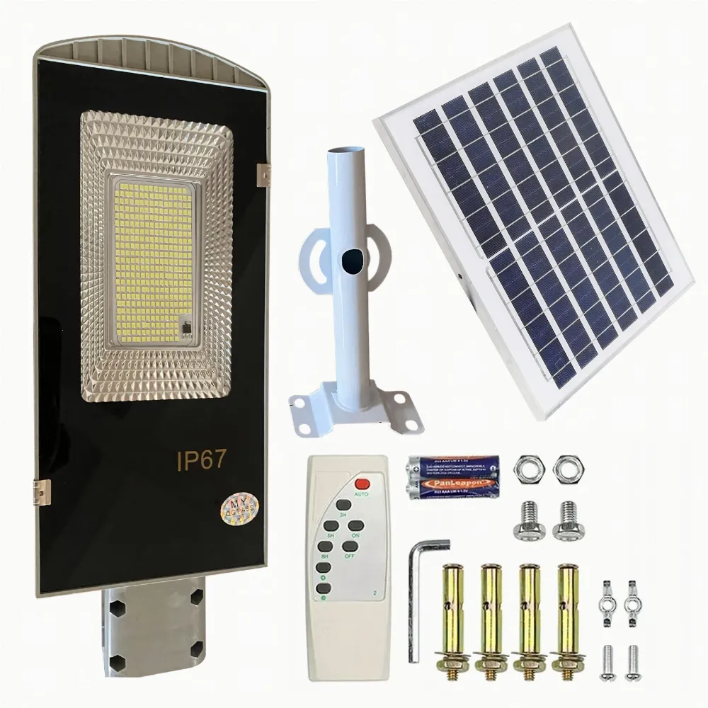 Latarnia Ogrodowa Lampa Solarna na Słup Mocna 200W Panel Uliczna 247 Led