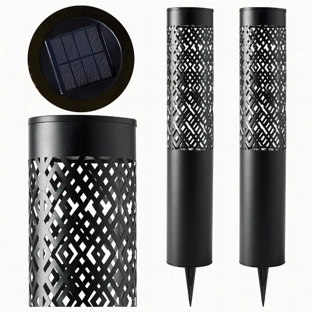 Lampa Ogrodowa Solarna Wbijana Słupek 71cm Dekoracyjna Pochodnia Latarnia 2szt.