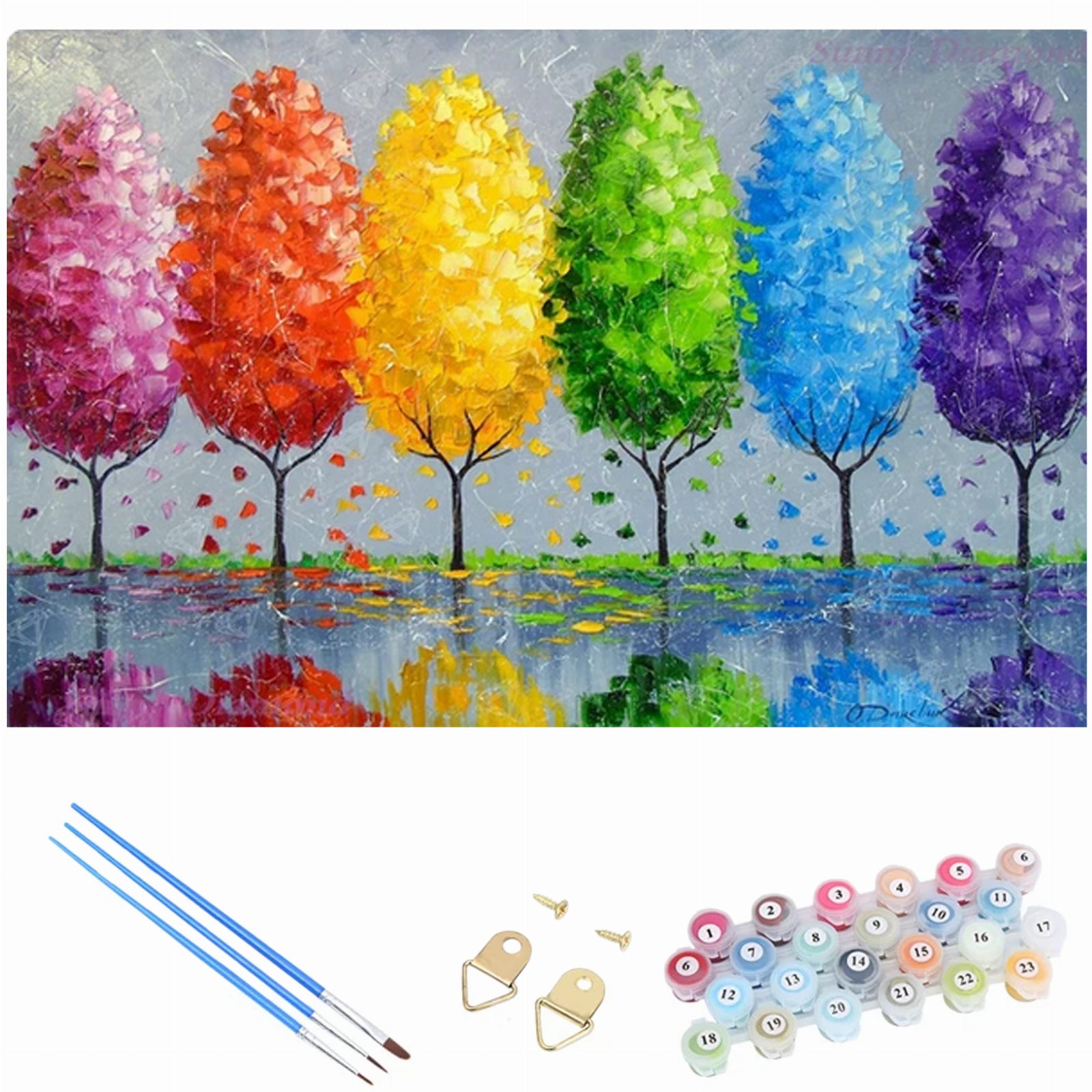 MALOWANIE PO NUMERACH OBRAZ Z RAMĄ  DIY ZESTAW PĘDZLE FARBY PŁÓTNO 30x40