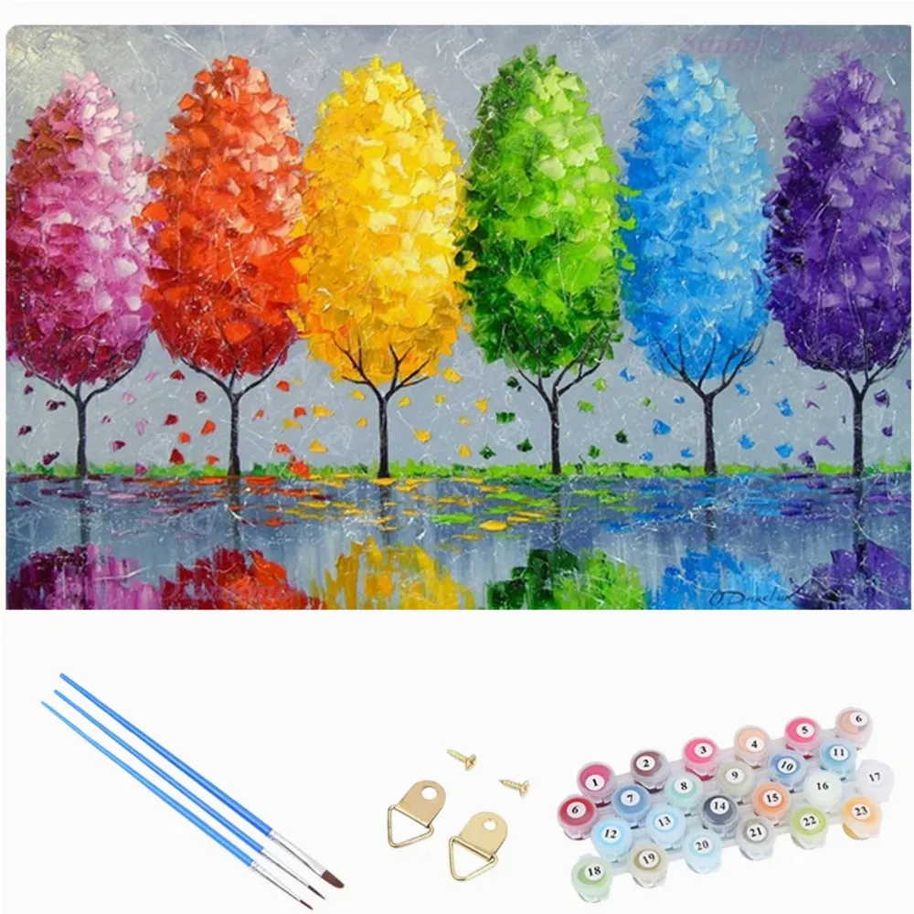 MALOWANIE PO NUMERACH OBRAZ Z RAMĄ  DIY ZESTAW PĘDZLE FARBY PŁÓTNO 30x40