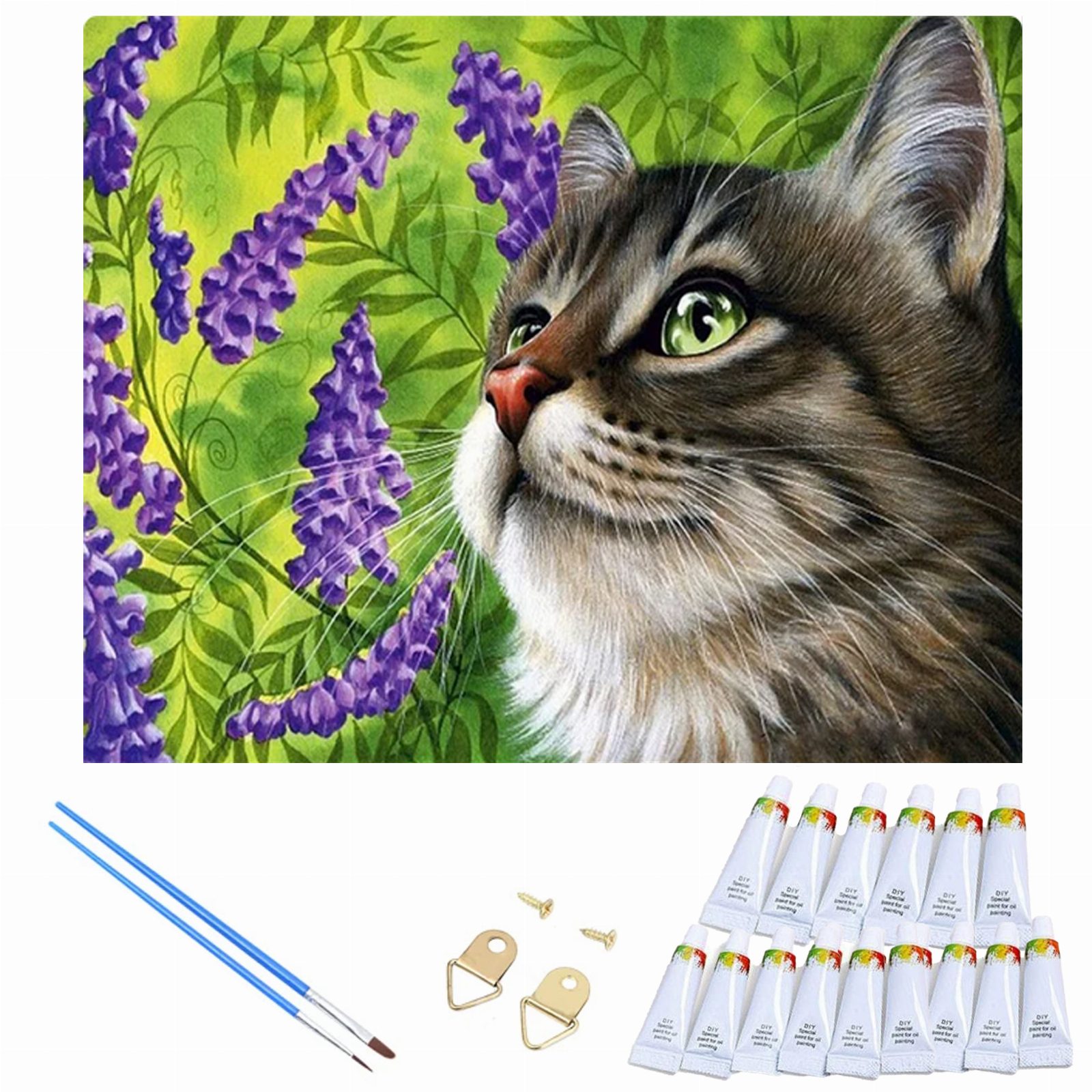 MALOWANIE PO NUMERACH OBRAZ Z RAMĄ  DIY ZESTAW PĘDZLE FARBY PŁÓTNO 30x40
