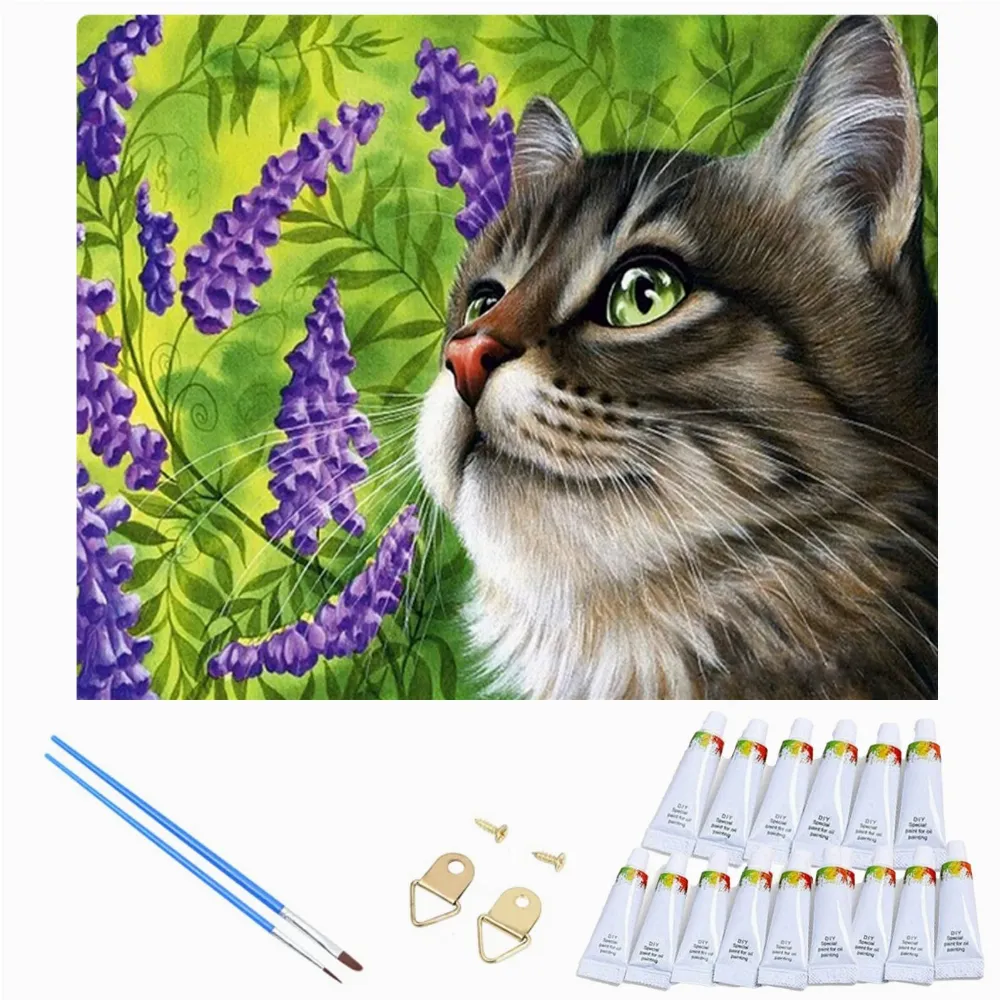 MALOWANIE PO NUMERACH OBRAZ Z RAMĄ  DIY ZESTAW PĘDZLE FARBY PŁÓTNO 30x40
