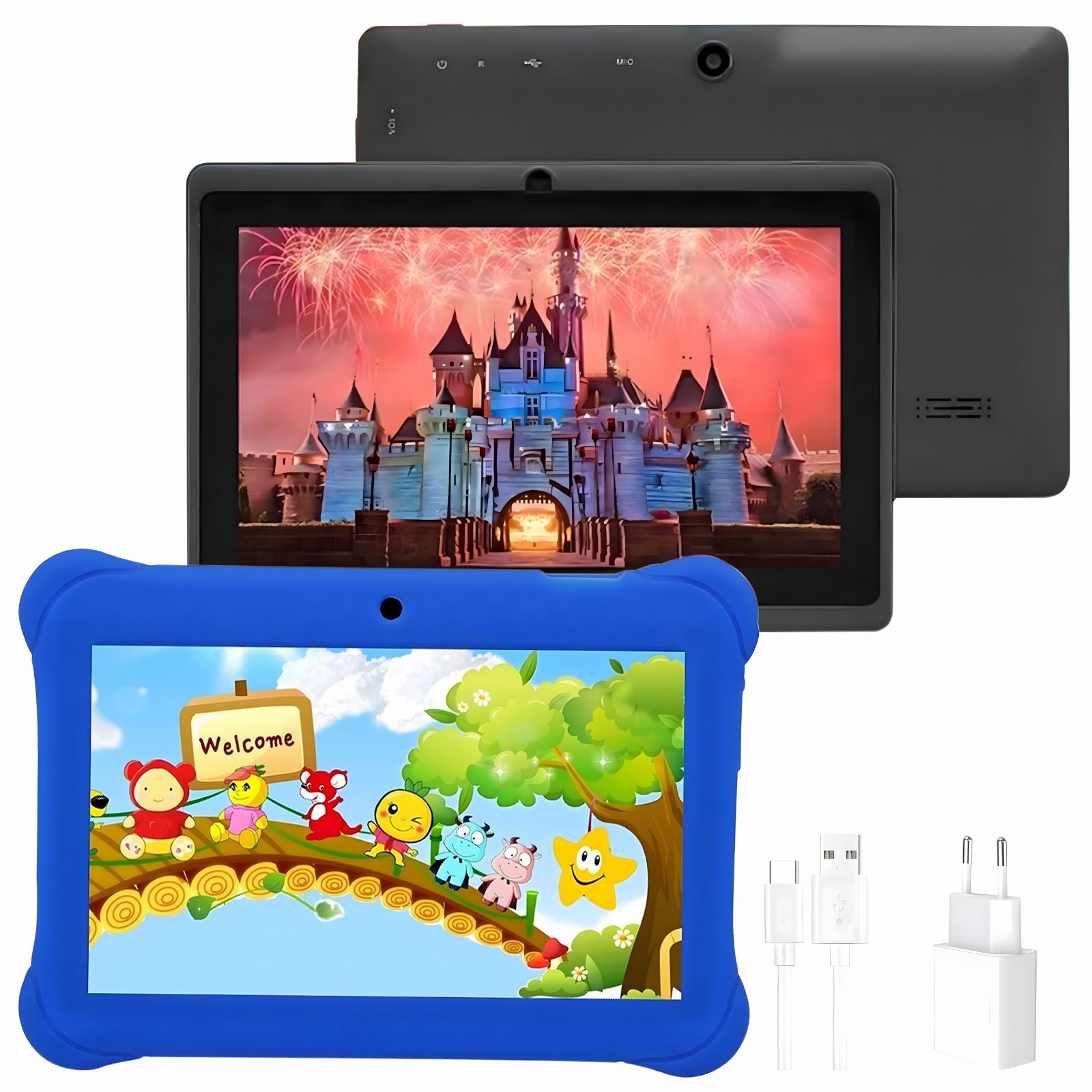 Tablet Edukacyjny 7" dla Dzieci do Nauki Zabawy Gier Bajek Android WiFi Etui