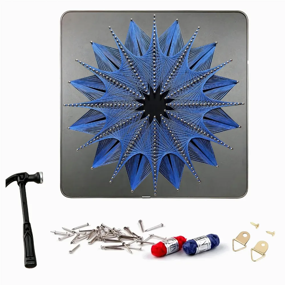 Zestaw Kreatywny Do String Art Przeplatanka Obraz z Nici Ramka 40x40 cm