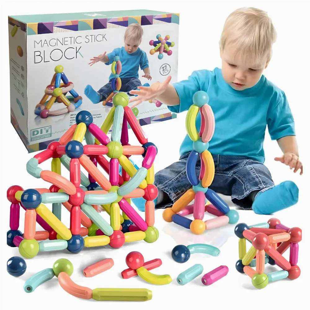 Klocki Magnetyczne Edukacyjne Kreatywne Magnetic Sticks 27 Elementów  