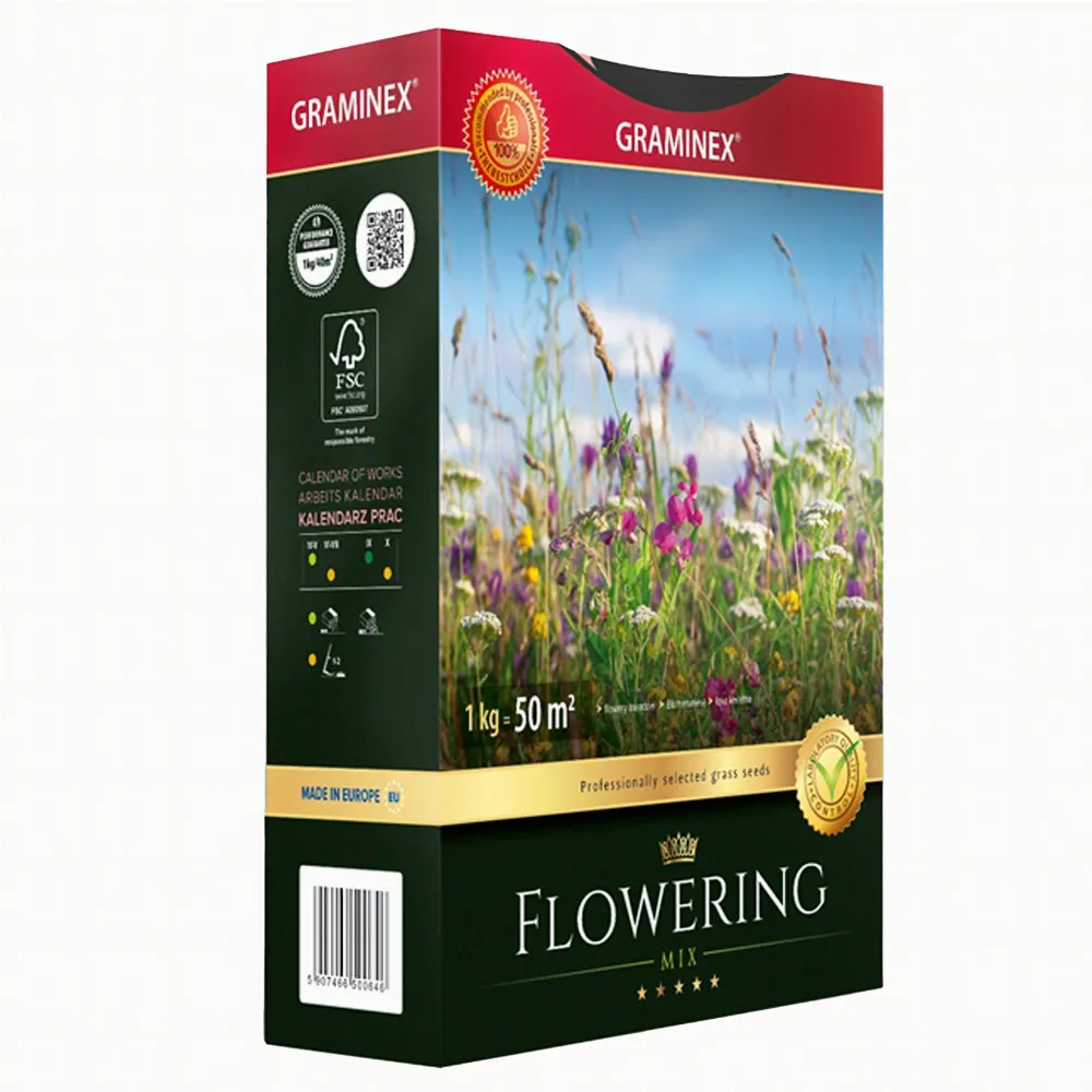 Premium Trawa Mieszanka FLOWERING Mix 1kg 40m Trawnik Łąka Kwiatowa Nasiona