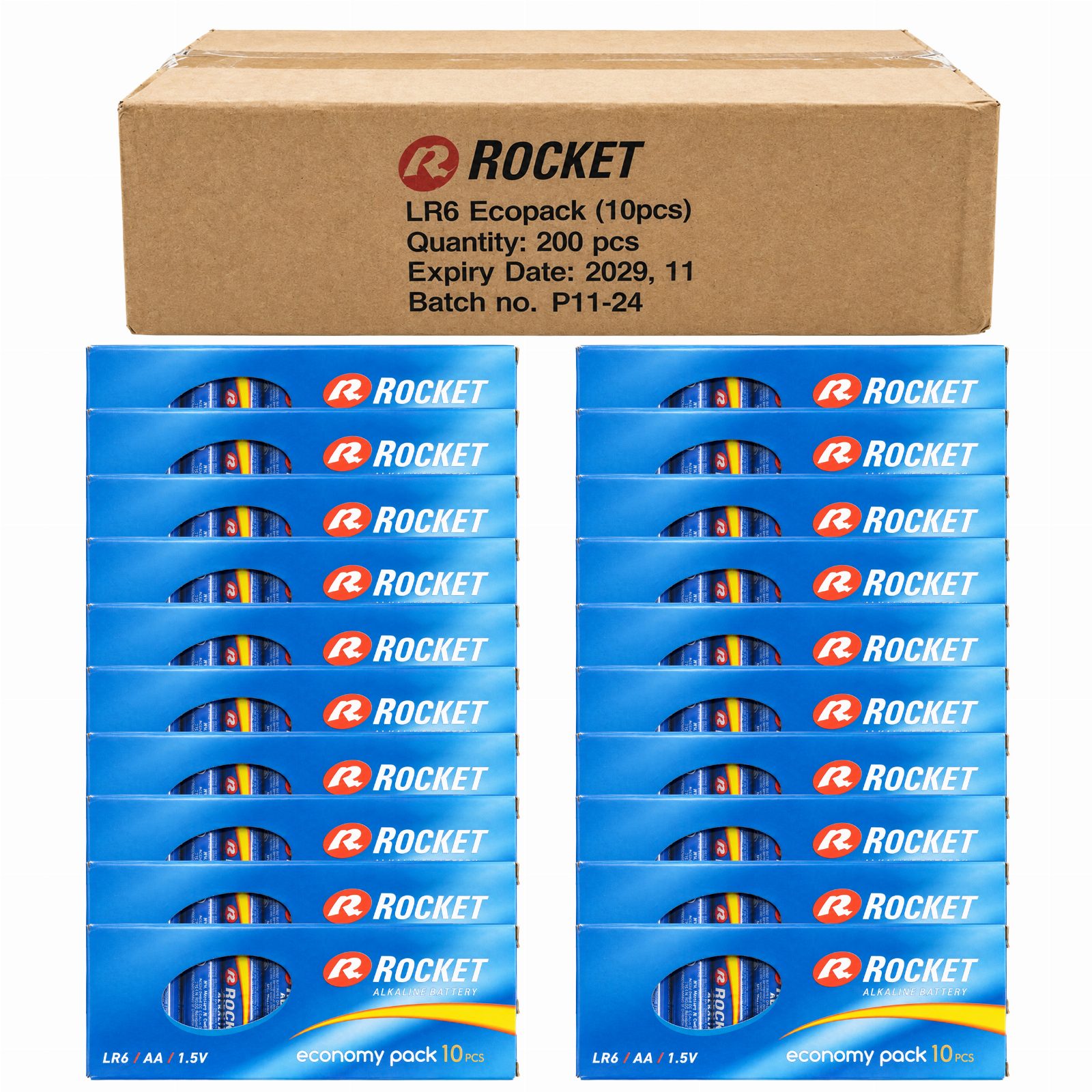 Baterie 20x10 Szt Alkaliczne Rocket LR06 AA 1,5V LR6 Bateria Zestaw Paluszki