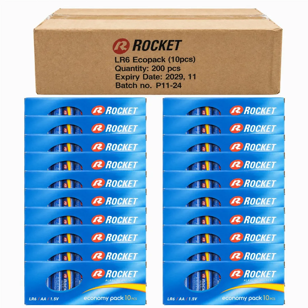 Baterie 20x10 Szt Alkaliczne Rocket LR06 AA 1,5V LR6 Bateria Zestaw Paluszki
