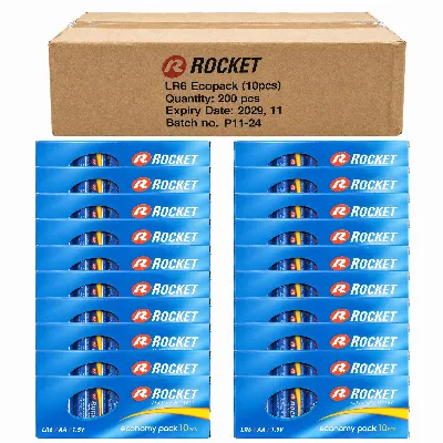 Baterie 20x10 Szt Alkaliczne Rocket LR06 AA 1,5V LR6 Bateria Zestaw Paluszki