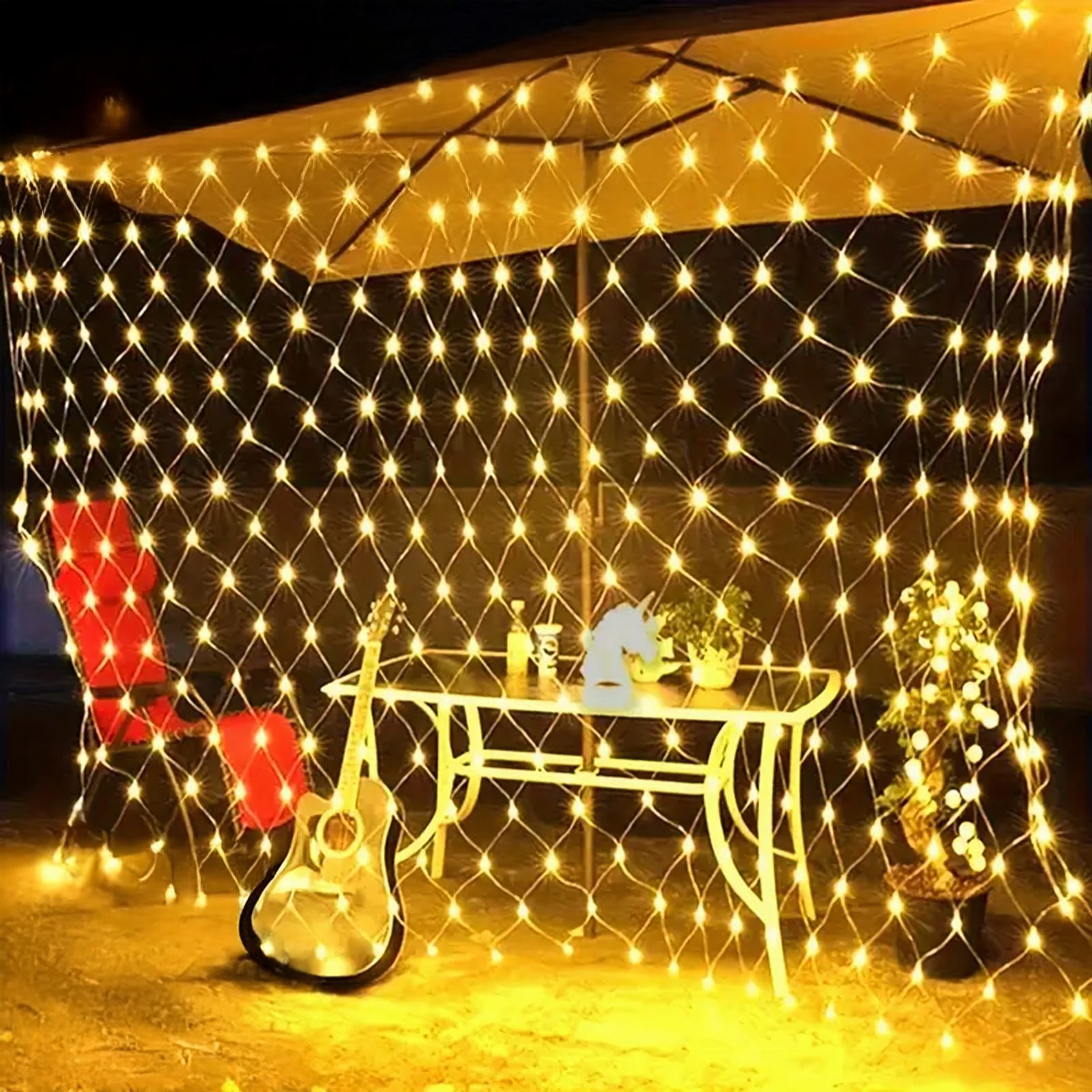 Kurtyna Świetlna Lampki Świąteczne 144 Led Święta Białe Ciepłe 2x2m 8 Trybów