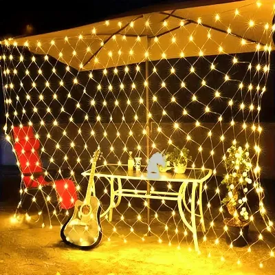 Kurtyna Świetlna Lampki Świąteczne 144 Led Święta Białe Ciepłe 2x2m 8 Trybów