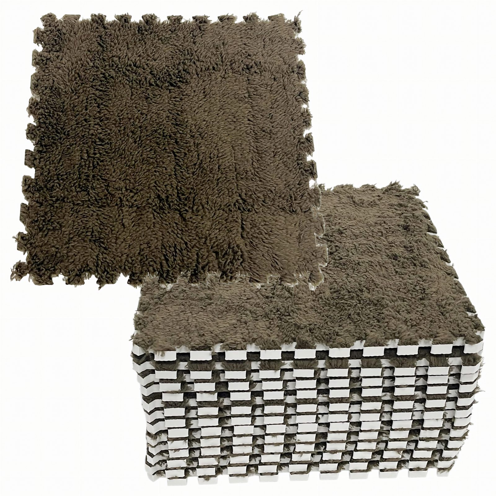 12x Puzzle Piankowe EVA Mata Pluszowa Dywan Podłogowa Brązowe 30x30cm