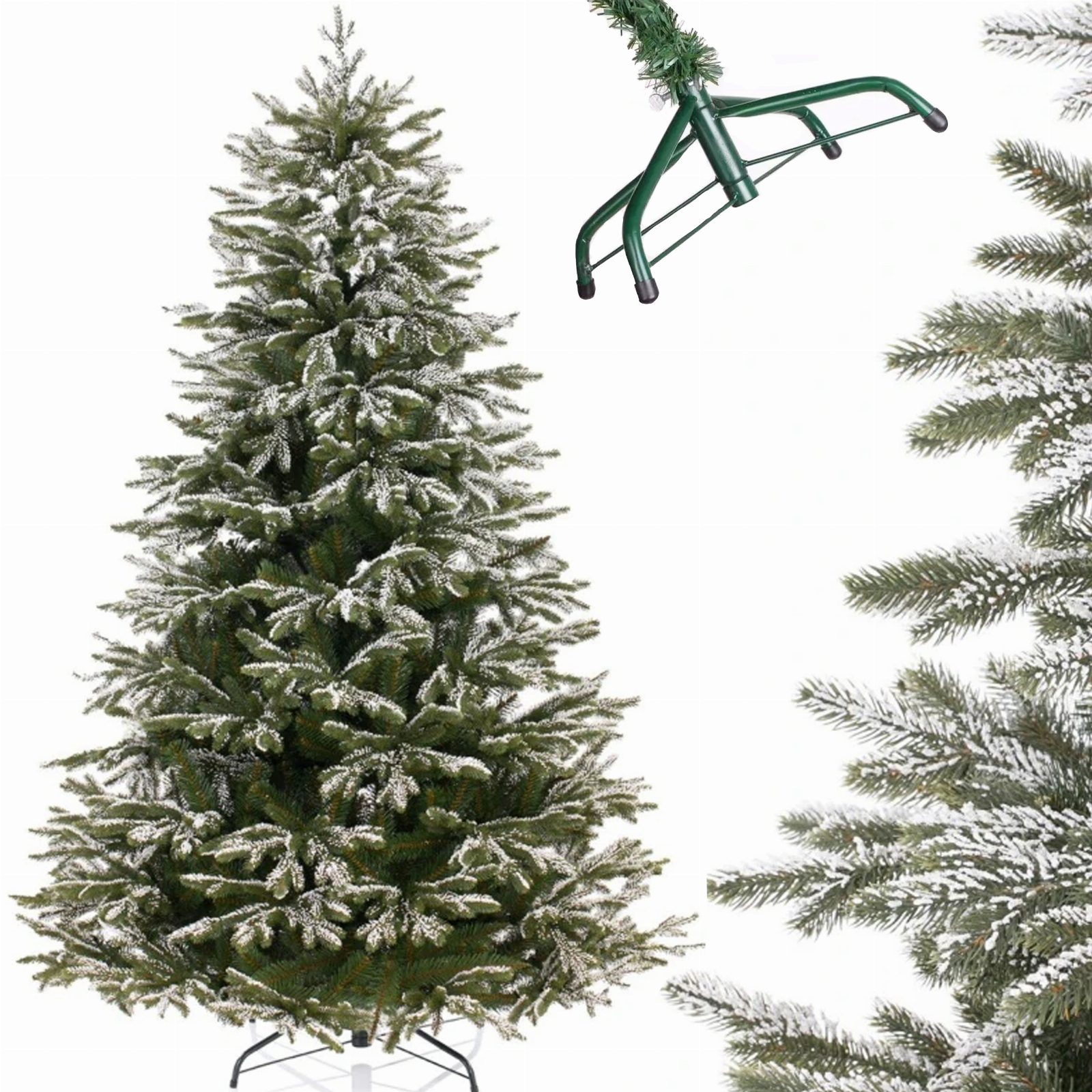 CHOINKA SZTUCZNA OŚNIEZONA JODŁA PREMIUM JAK ŻYWA 180CM +STOJAK GRATIS