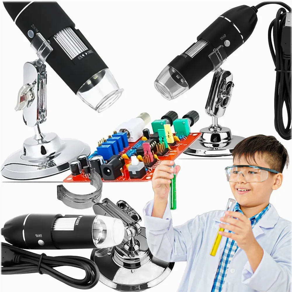 Mikroskop Cyfrowy Zestaw USB LED Przybliżenie 1600 EDUKACYJNY NAUKOWY 
