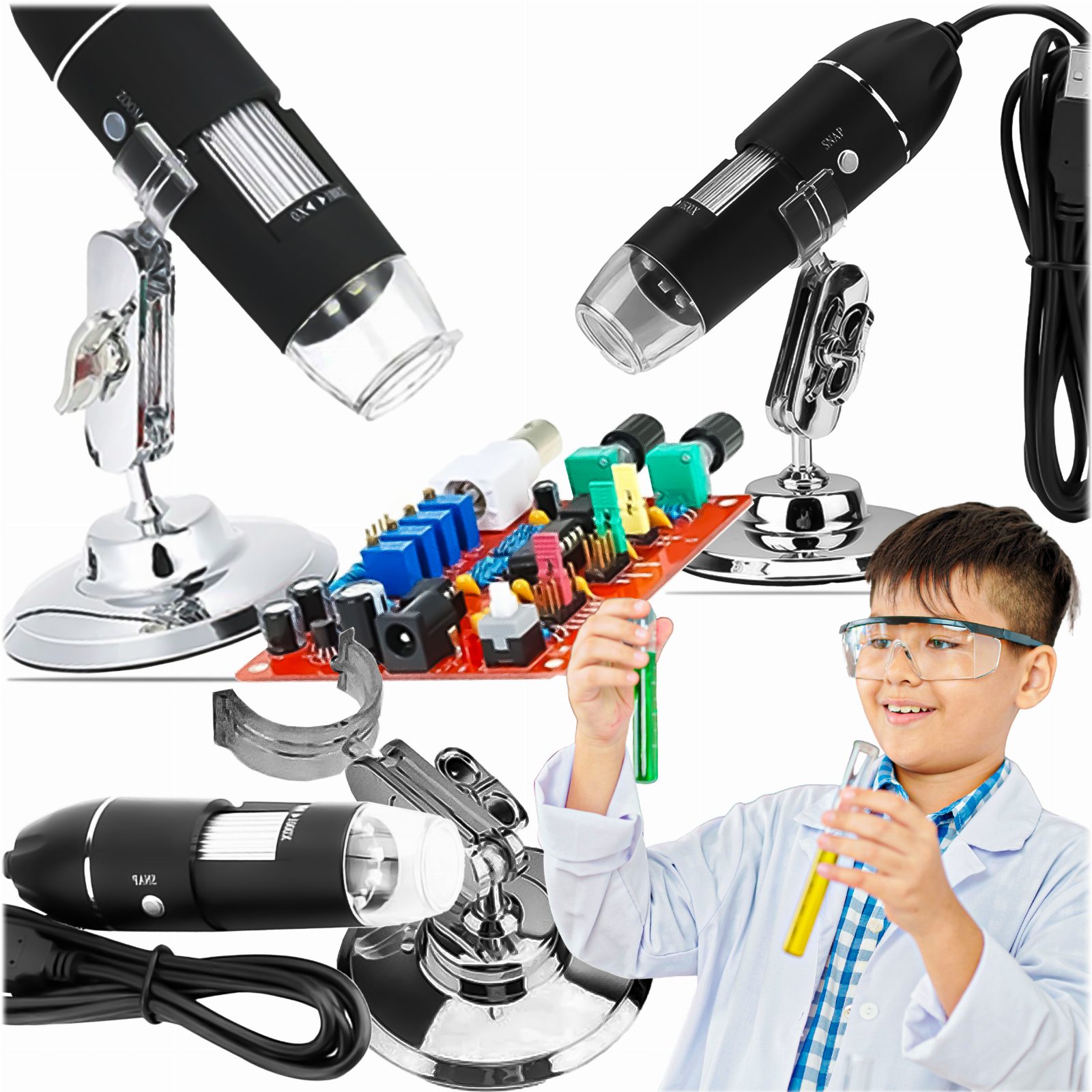 Mikroskop Cyfrowy Zestaw USB LED Przybliżenie 1600 EDUKACYJNY NAUKOWY 